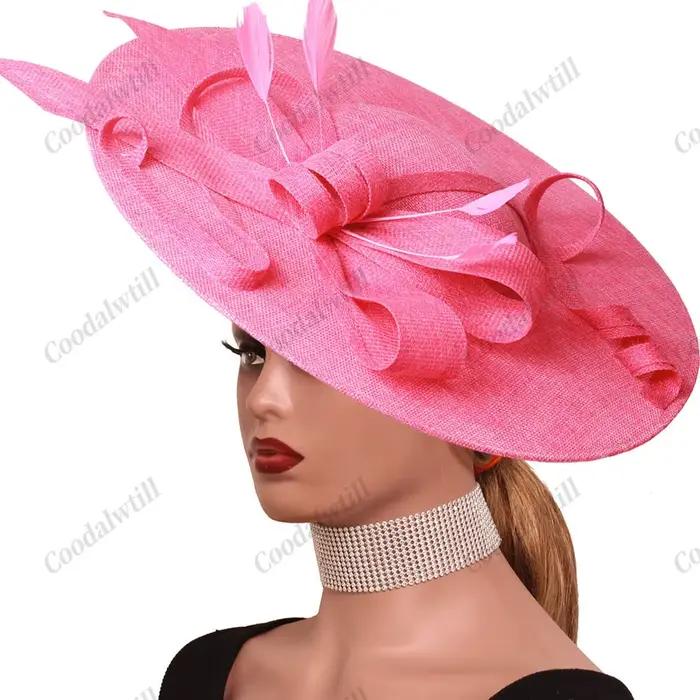 Camel Race Royal Fascinator Chapeau femmes chapellerie casquette mariée grand mariage casque église course