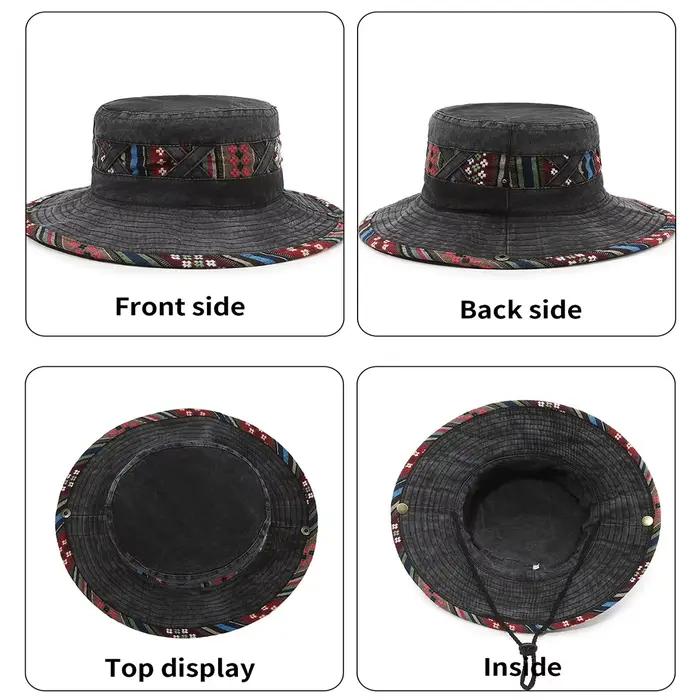 Chapeau de pêcheur en denim à bord effiloché vintage pour hommes