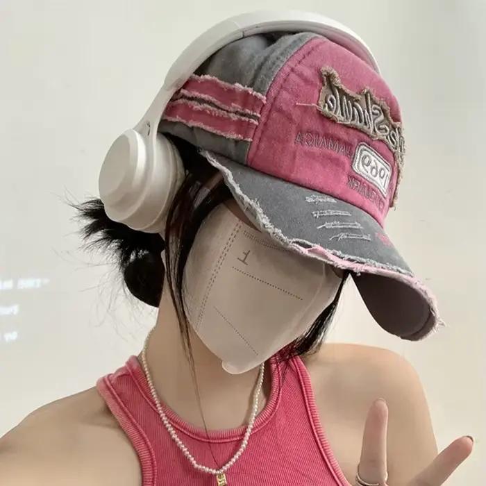 Chapeau de baseball coréen rose Y2K pour filles