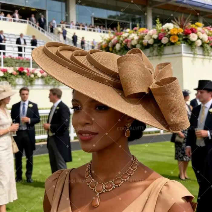 Nouvel Arrivage Chapeau Fascinator Grande Taille en Imitation Sinamay avec Clip pour Femme