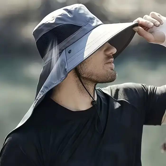 Chapeau de pêche respirant à large bord avec masque facial amovible et protection du cou