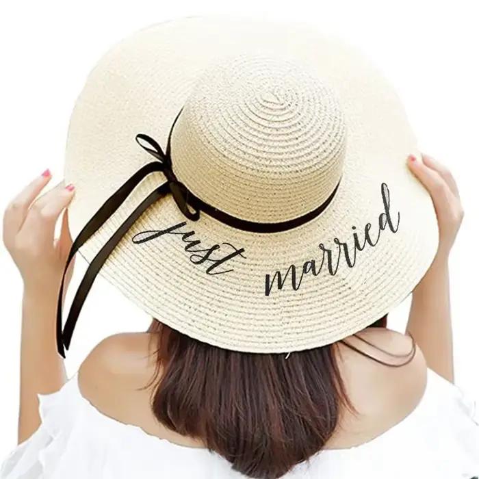 Chapeau souple nuptial pour mariage fiançailles voyage lune de miel vacances piscine jardin plage accessoire photo cadeau HGDTFF