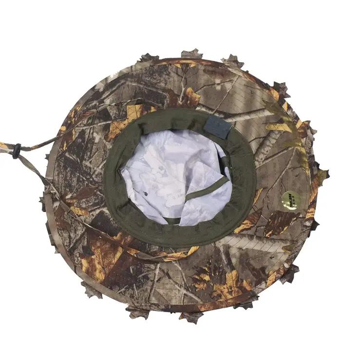 Chapeau Boonie Camouflage Ghillie Feuilles 3D Casquette Tactique Polyestère Pour Chasse Pêche et Activités Plein Air