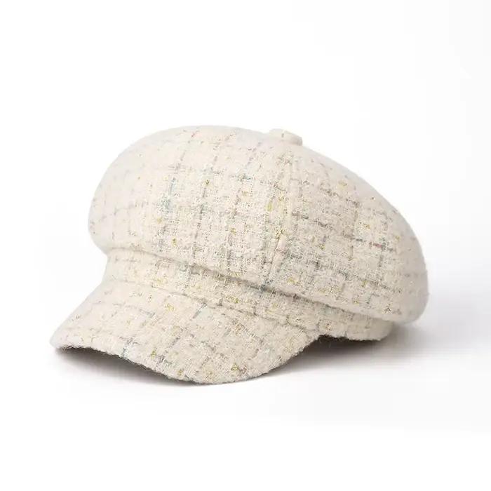 Béret à carreaux octogonaux pour femmes