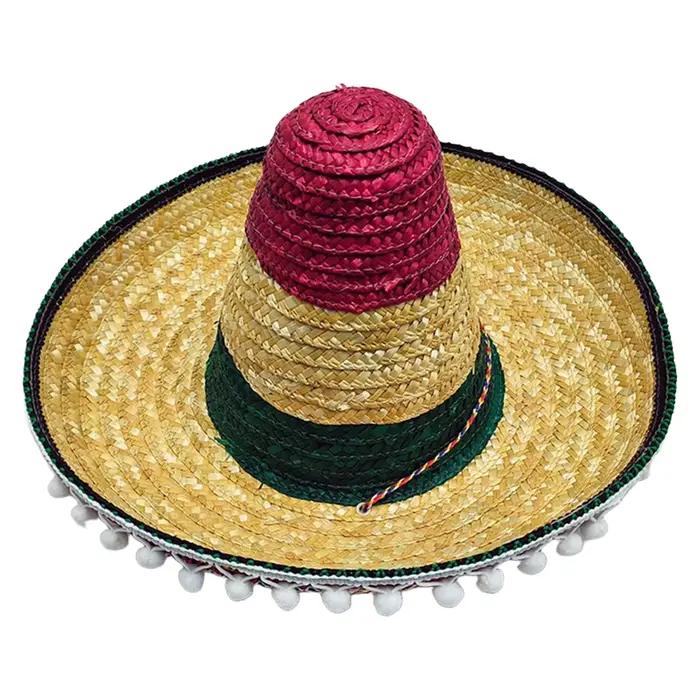 Chapeau de paille mexicain carnaval large Beige Fiesta Sombrero
