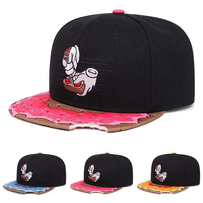 Casquette hip hop tendance 2026 style sport polyester brodé manette de jeu donut skate pare-soleil bord plat occassionnels adultes four seasons