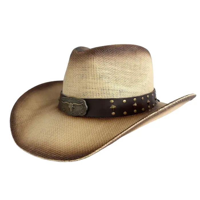 Chapeaux de Cowgirl décoratifs avec ceinture de tête de vache pour femmes et hommes
