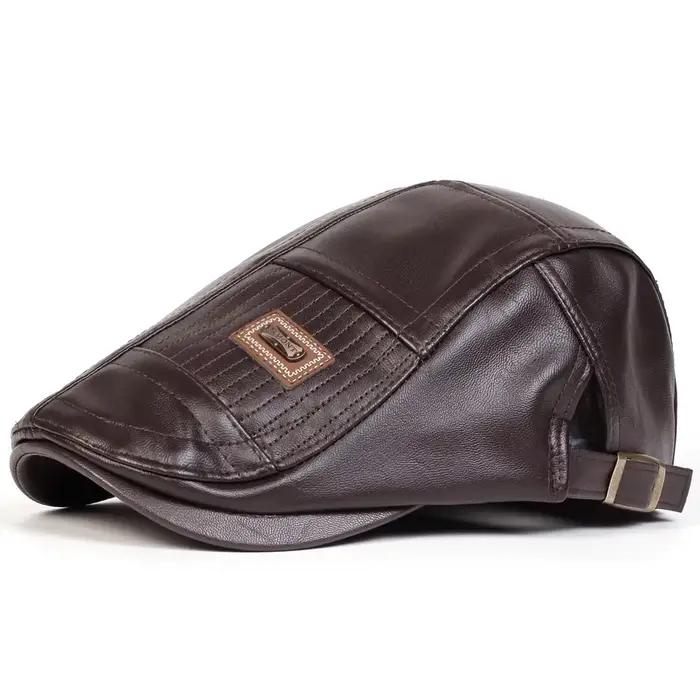 Casquettes de gavroche rétro en cuir PU pour hommes