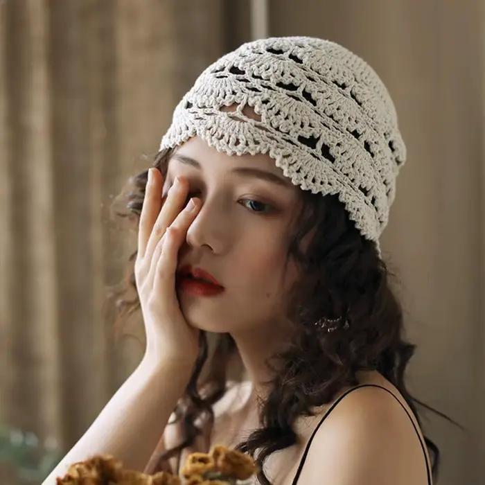Chapeau Jacquard en dentelle ajourée pour femmes