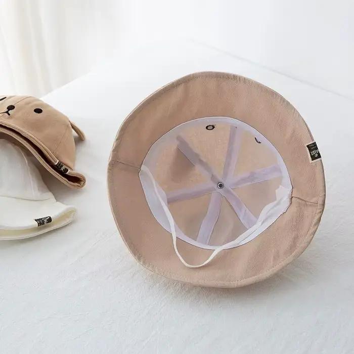 Chapeau d'ours mignon en coton pour enfants de 1 à 3 ans chapeau de pêcheur style dessin animé pour garçons filles occassions extérieures été soleil protection soleil
