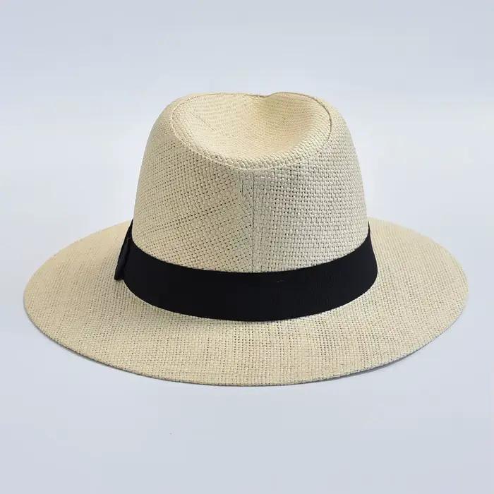 Chapeau Panama Trilby Jazz en paille décontracté d'été pour femmes et hommes
