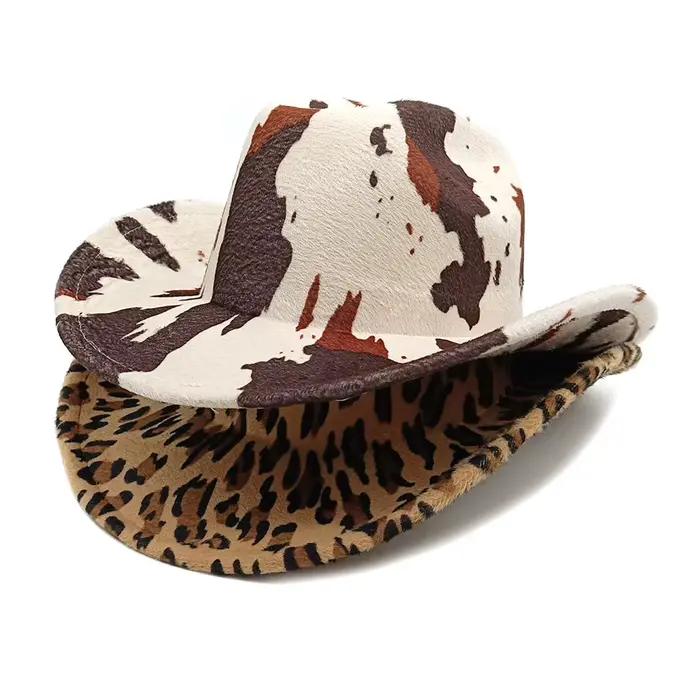 Chapeau de soleil imprimé vache léopard de Style occidental pour femmes