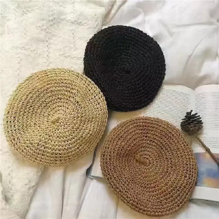 Béret en paille visrover pour femme, style sportif, couleur solide, polyvalent pour printemps été et activités extérieures
