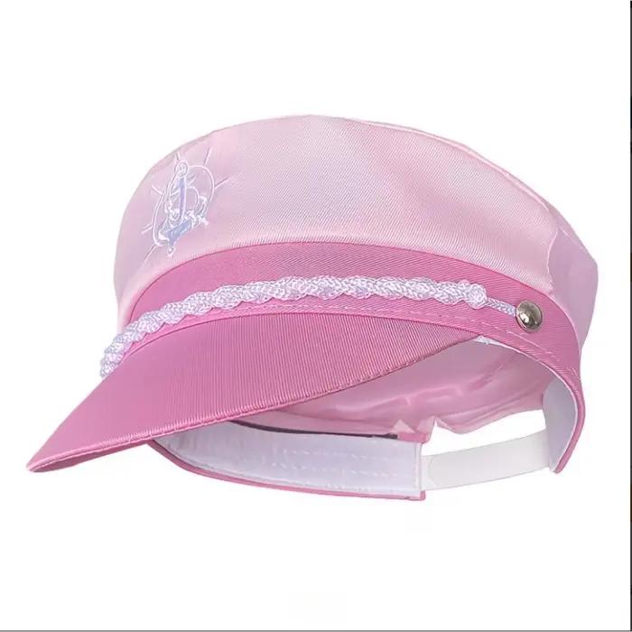 Ensemble chapeau et écharpe en velours rose et bleu marine pour femme