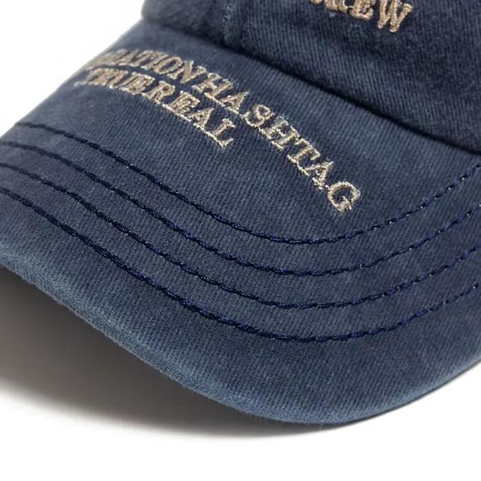 Casquette de baseball rétro en coton délavé brodé pour femme