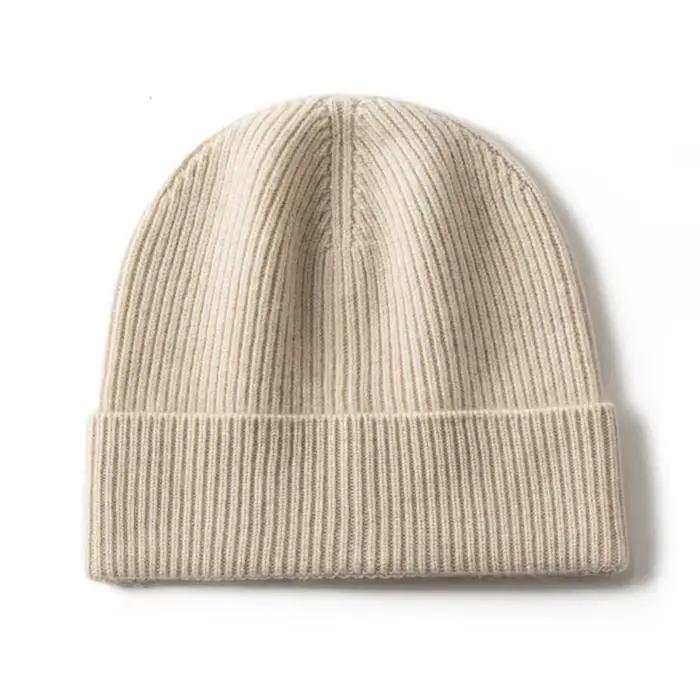 MERRILAMB chapeau en cachemire naturel pour hommes hiver doux chaud en plein air décontracté tricoté bonnet