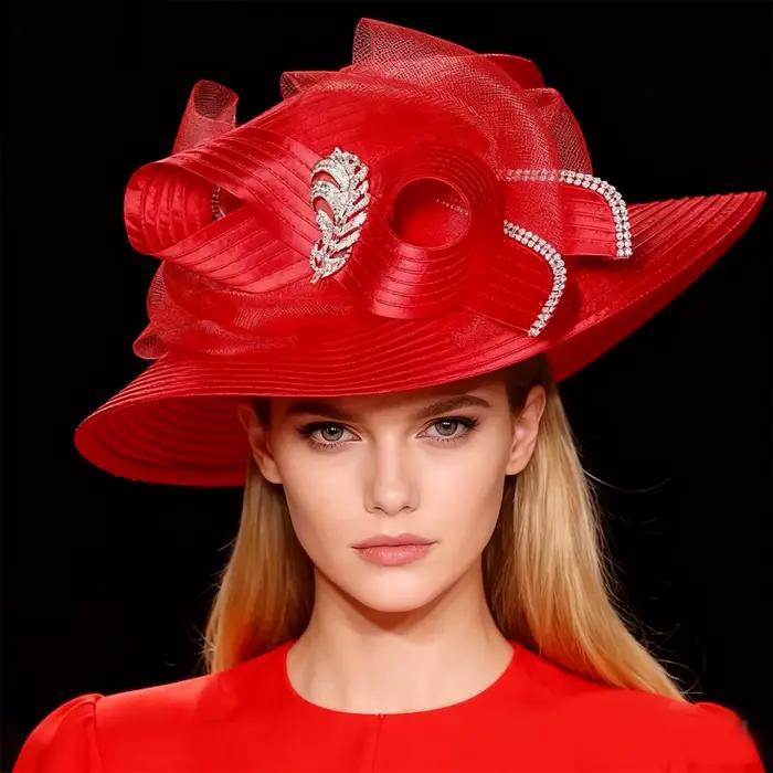 Chapeau de cérémonie pour femme - Chapeau melon à large bord avec nœud