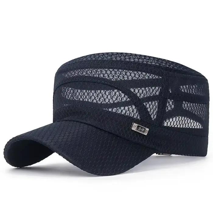 Casquette en maille polyester Iron Label chapeau militaire protection solaire été printemps occasionnels extérieurs unisexe style décontracté