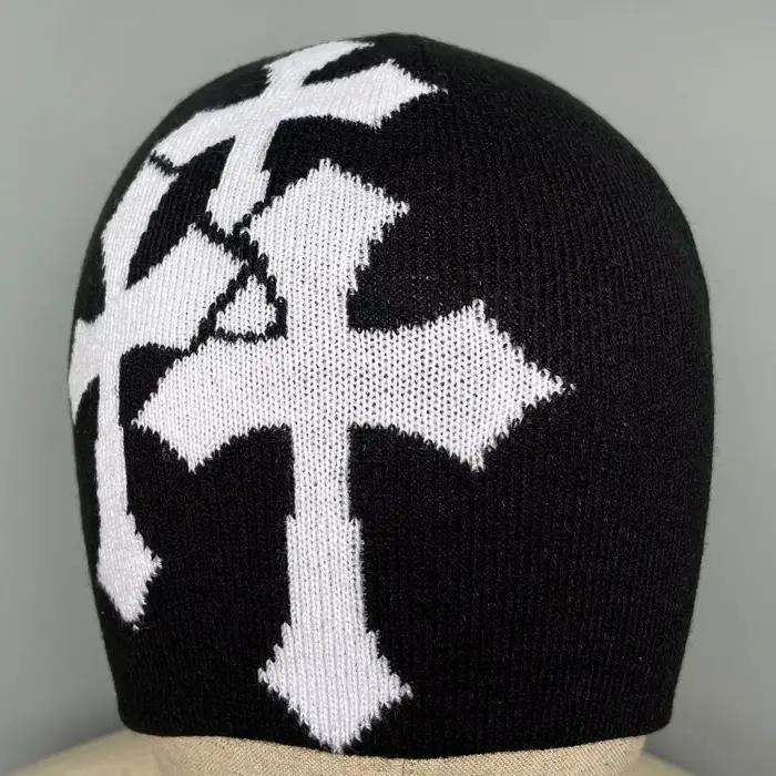 Bonnet tricoté en jacquard croisé unisexe