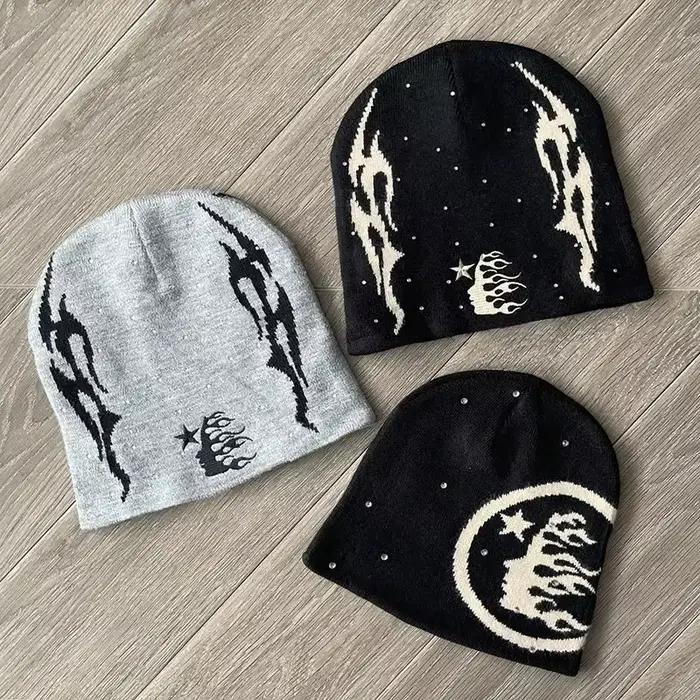HS logo Sports Flame Beanie tricoté décontracté laine chapeau froid