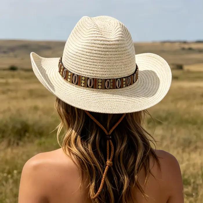 Chapeau de paille Panama rétro de style western