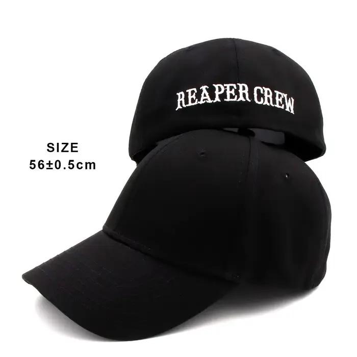 Casquette de baseball Fashion REAPER CREW brodée de lettres, coton et polyester, protection solaire, ajustement réglable, style hip-hop, pour les sports de plein air et les voyages