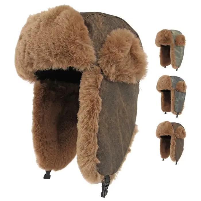 Chapeau russe épais chaud hiver chapeaux pour hommes femmes fourrure moelleuse
