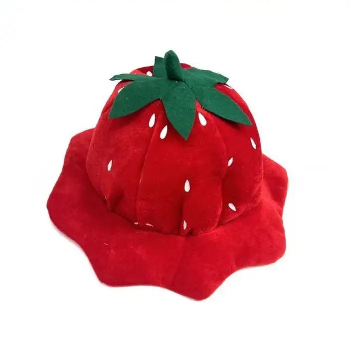 Chapeau de fraise en peluche en peluche saphir profond pour fêtes mascarades carnavals Halloween occasions spéciales enfants adultes