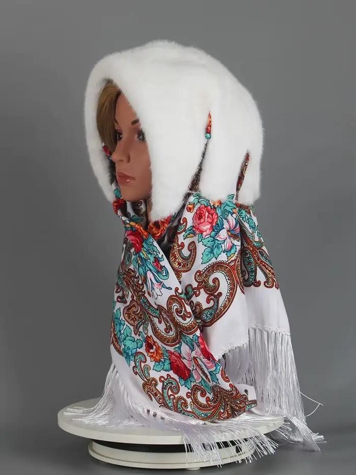 Faux vison fourrure capuche chapeau pour femmes hiver chaud luxe pleine peau fausse
