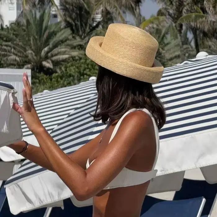 Chapeau de soleil élégant en paille de blé naturelle USPOP pour femmes style chic français multifonction occasion estivale shopping