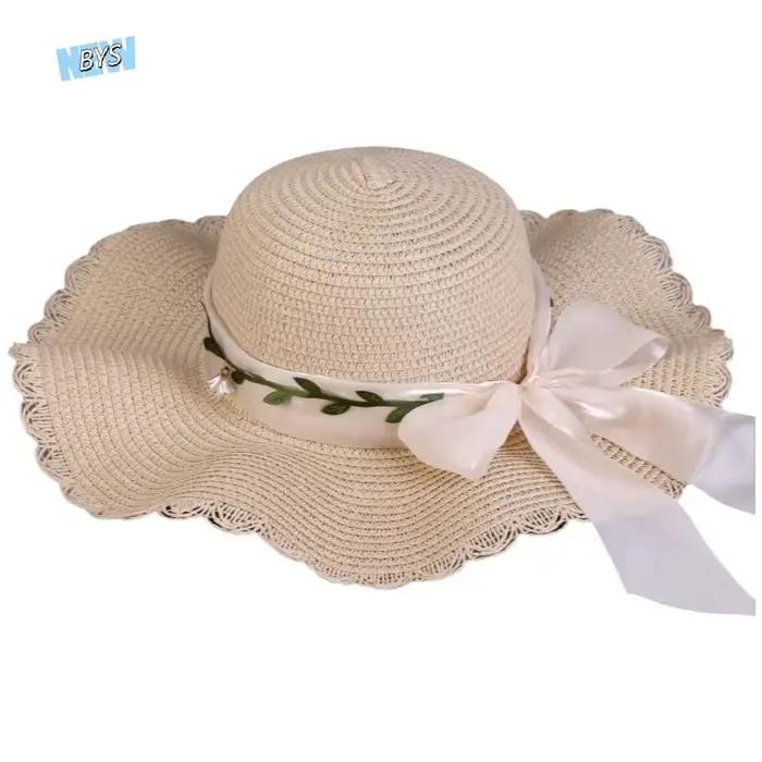 Chapeau de paille décontracté coloré à nœud