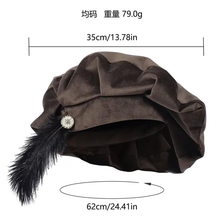 Béret unisexe médiéval avec plume