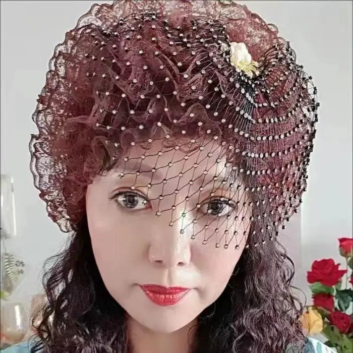 Nouvelle fleur broderie Bonnet chapeau élastique couverture complète foulard