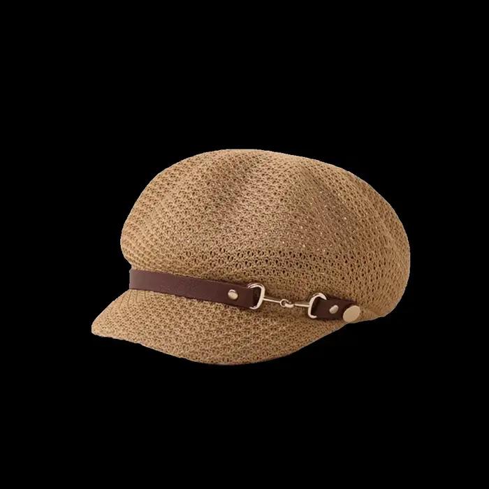 Béret octogonal classique ajouré avec boucle en cuir