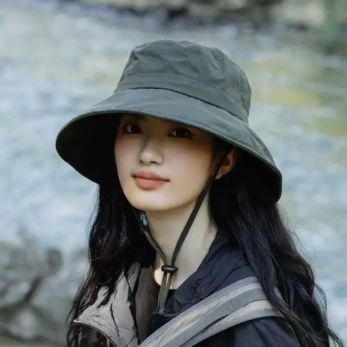 Chapeau de soleil unis pour femmes protection anti-uv large bord polyester artisanat tissage tat pour randonnée plage et pêche