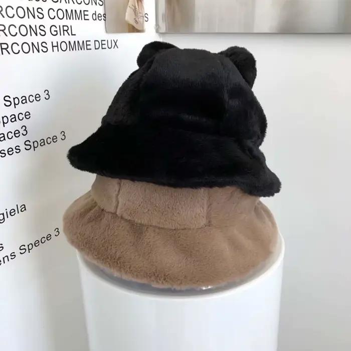 Épais filles automne hiver oreilles d'ours léopard femmes seau chapeaux bassin chapeau pêcheur