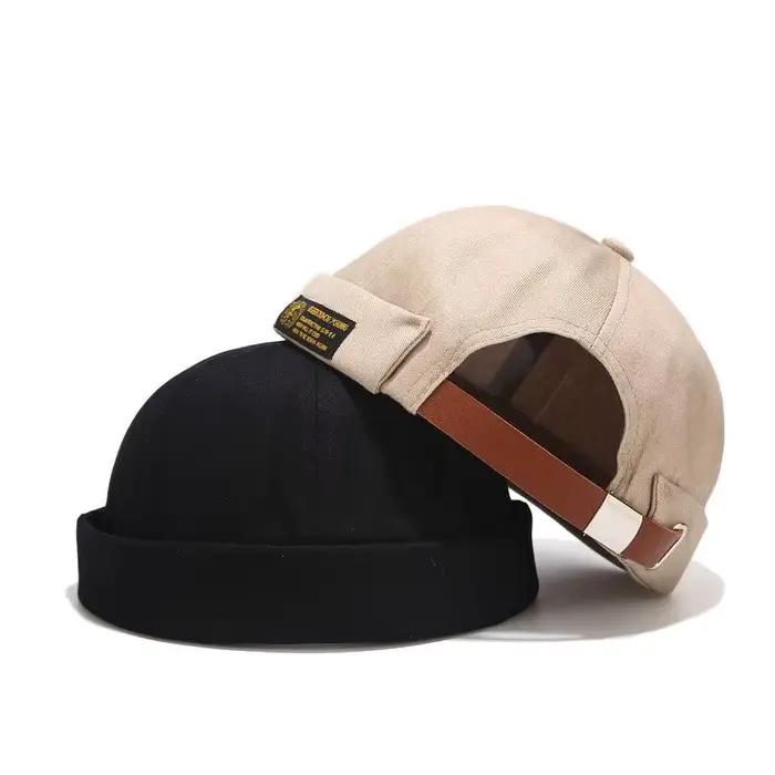 Bocca Docker casquette sans visière casquettes sans bords rétro Skullcap pour hommes femmes couleur unie réglable coton Hip Hop mode chapeau