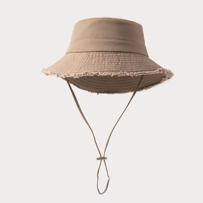 Chapeau de pêcheur en coton vierge à Large bord bords rugueux pour hommes et femmes