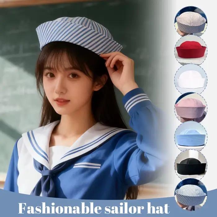 Chapeau de marin rayé élégant style coréen