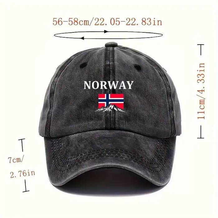 Casquette de baseball réglable avec drapeau norvégien