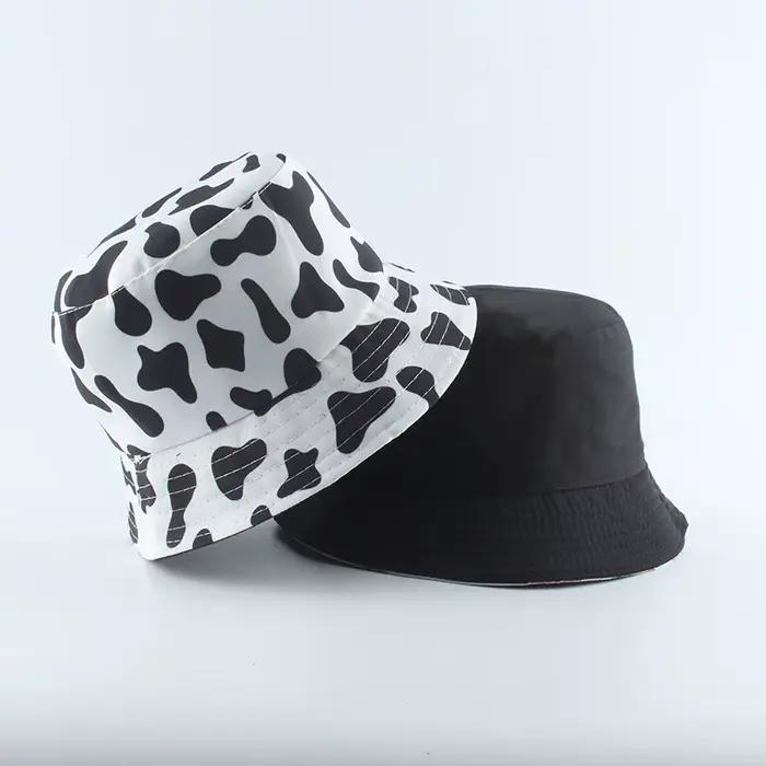 Casquette de pêche réversible pour femme imprimée vache rose, chapeau de seau multicolore, style sport et moderne pour femmes, printemps, été, automne