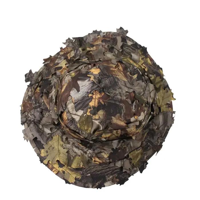 Chapeau Boonie Camouflage Ghillie Feuilles 3D Casquette Tactique Polyestère Pour Chasse Pêche et Activités Plein Air
