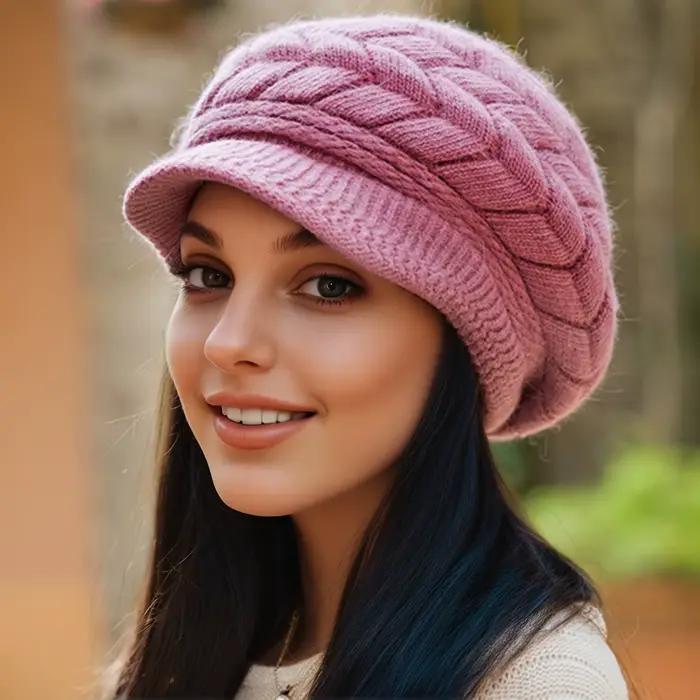 Béret en tricot torsadé