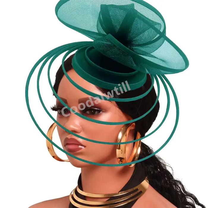 Marron voile Fascinator chapeaux bandeau femmes élégant Derby pilulier