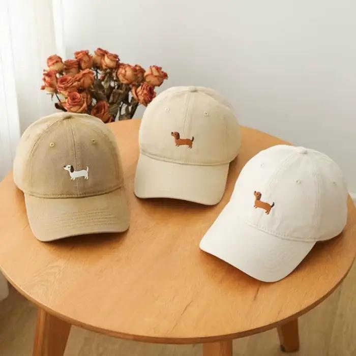 Casquette de baseball en coton brodée style coréen motif animal de dessin animé