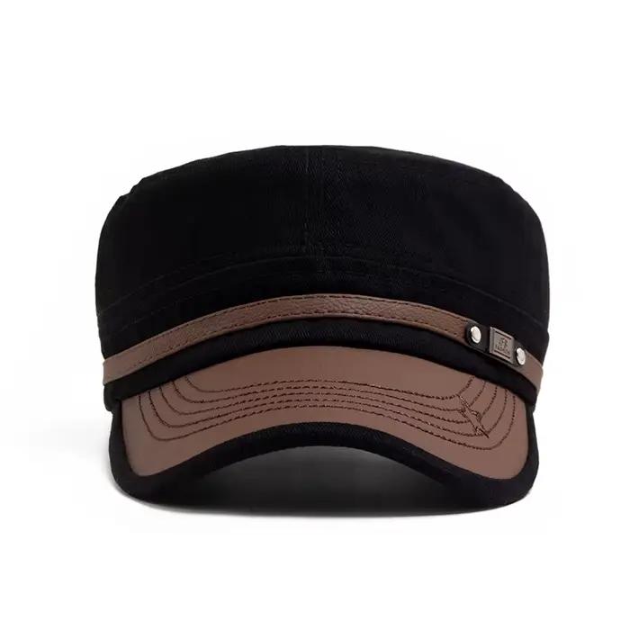 Chapeau plat en cuir PU pour femmes et hommes