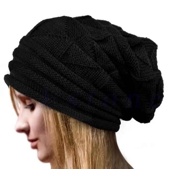 Bonnet Baggy tricoté surdimensionné chapeau d'hiver Ski casquette ample Skullies bonnets femmes hommes hiver laine