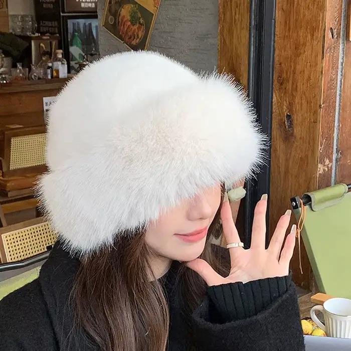 Chapeau moelleux en fausse fourrure pour femme