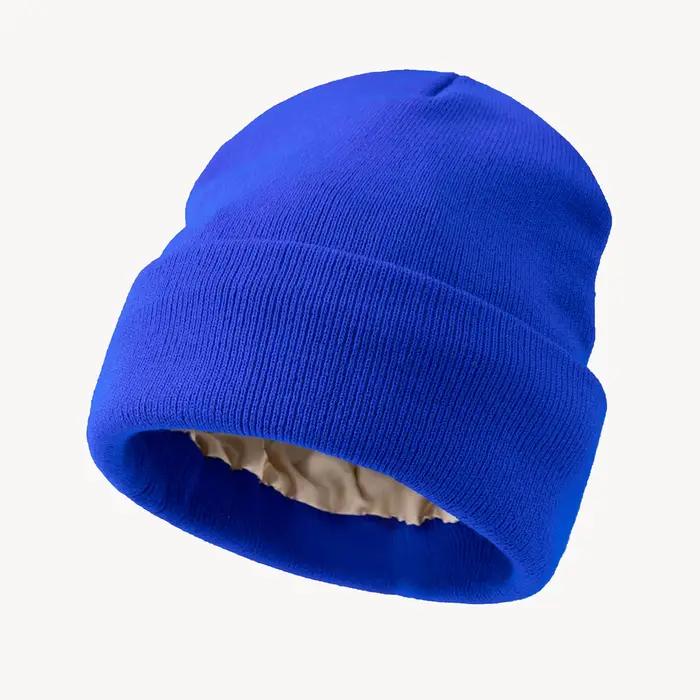 Bonnet tricoté unisexe doublé en Satin pour femmes et hommes