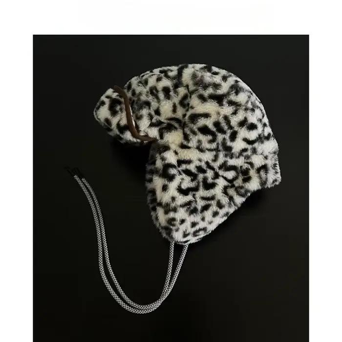 Chapeaux de pilote en peluche à imprimé léopard pour hommes et femmes